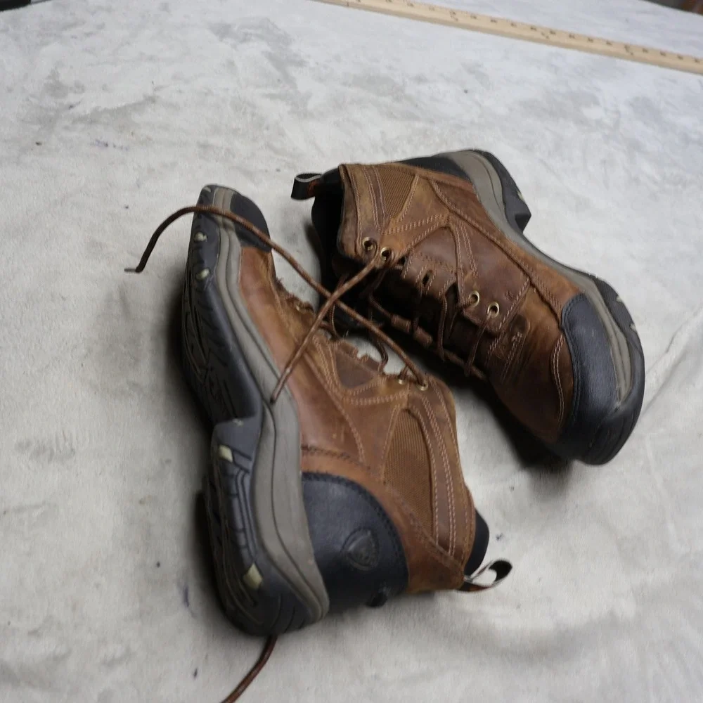 Ariat Men 8.5D Terrain Boots Brown Leather Lace Up Rugged Outdoor Hiking 1002182